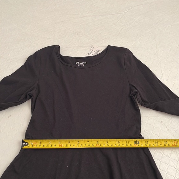 The children’s place black stretch long sleeve crew neck fit and flare dress - Picture 4 of 9